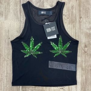 $5.95 SHIP Iron Fist Mary Jane Sheer Mesh Crop Top Festival Grunge Goth